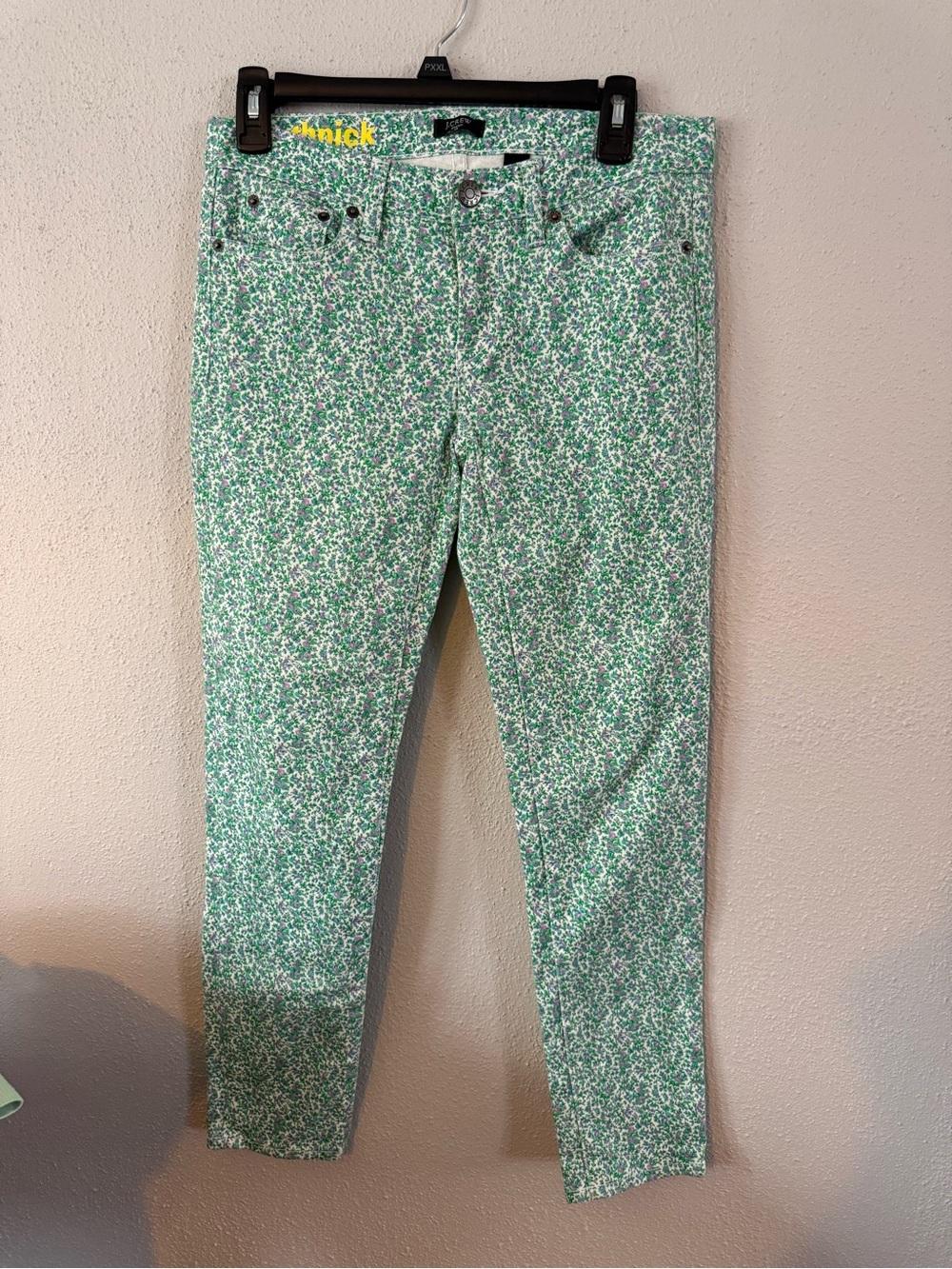 J. Crew Green Floral Cropped Jeans